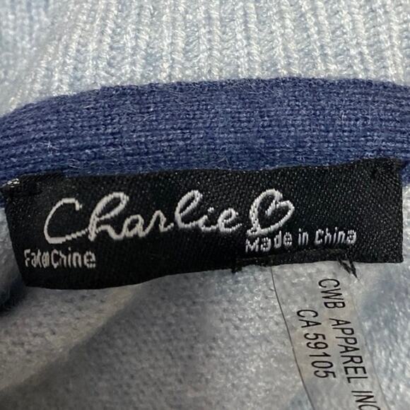 Charlie B Men's Blue Knit 1/4 Zip Long Sleeve Collar Sweatshirt Sweater Top XS - Picture 3 of 4